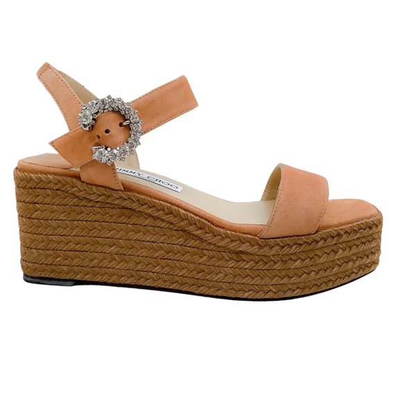 Jimmy Choo Caramel Suede Mirabelle Sandals with Crystal Buckle - Picture 2 of 10